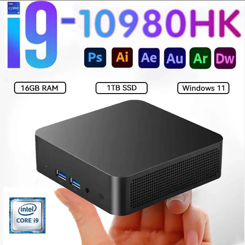 NEW Mini PC Intel Core I9 10980HK 16GB RAM 1/2TB SSD Bluetooth 5.2 WiFi6 1000M Ethernet Windows 11 Gaming Office PC