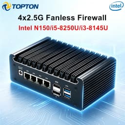 Topton Silent Fanless Firewall Mini PC Intel N150 I5-8250U I3 Pentium 4417U 4x 2.5G NICs NVMe PfSense OPNsense Home NAS Server