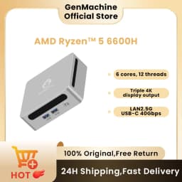 GenMachine Ryzen 6600H 6600U 6800H Mini PC 3.2GHz-4.7GHz TDP 45W Windows 11 LPDDR5 16G 6400Mhz WIFI6 Mini Pc Gaming Computer