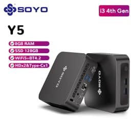 SOYO Mini PC Intel 4th Gen i3 8GB RAM 128GB SSD 2×HDMI Type-C 4×USB3.0 WiFi5 BT4.2 Windows 10 Pro Home Mini Desktop Computer