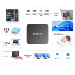 SOYO Windows 11 Pro Y5 Air Mini PC Intel Core i5‑4250U 8GB DDR3 RAM 128GB M.2 2280 SSD Desktop Computer Dual HDMI1.4 DP USB3.0