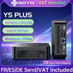 SOYO Y5 PLUS Mini PC Intel i7 4th Generation 8GB RAM 128GB SSD Windows 11 Pro Portable Mini Desktop Computer WiFi BT4.2 Dual HDMI USB Compact Mini Host Low Energy Micro PC Suitable For Office Business Entertainment Home Daily Use