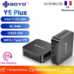 SOYO New Y5 Plus Mini PC Intel Core i7 4th CPU (Up to 3.3GHz) 8G RAM 128GB SSD Desktop Computers Dual 4K Display Type-C WiFi5