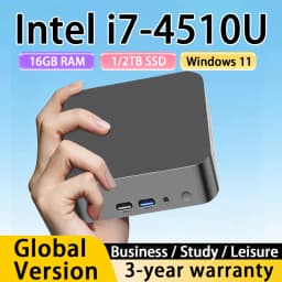 FUCHU Portable i7 Mini PC Gamer Intel Core i7 4510U Windows 11 Pro Mini Computer 16GB RAM 1TB 2TB SSD WIFI6 Type-C Gaming PC Desktop Office