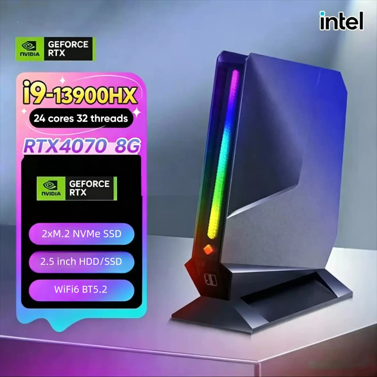 Topton Gaming Mini PC F10 NVIDIA RTX 4070 4060 8G Intel Core I9 13900HX 12900H I7 12700H Windows 11 Desktop Tower Computer WiFi6