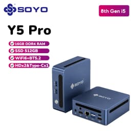 SOYO Y5 Pro Mini PC Intel 8th Gen i5 620 Graphics 16GB DDR4 RAM 512GB SSD 2×HDMI Type-C 4×USB WiFi6 BT5.2 Windows 11 Pro