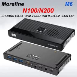 Morefine M6 Intel N100/N200 MINI PC LPDDR5 16GB 2*M.2 SSD Windows 11 Pro WIFI6 BT5.2 2.5G Lan Desk Office MINI PC Gamer Computer