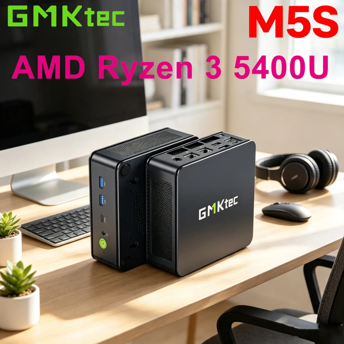 GMKtec M5S AMD Ryzen 3 5400U Mini PC 2*DDR4 2*M.2 SSD WIFI5 BT5.0 2*2.5G Lan Windows 11 Pro Desktop Office Mini PC Computer