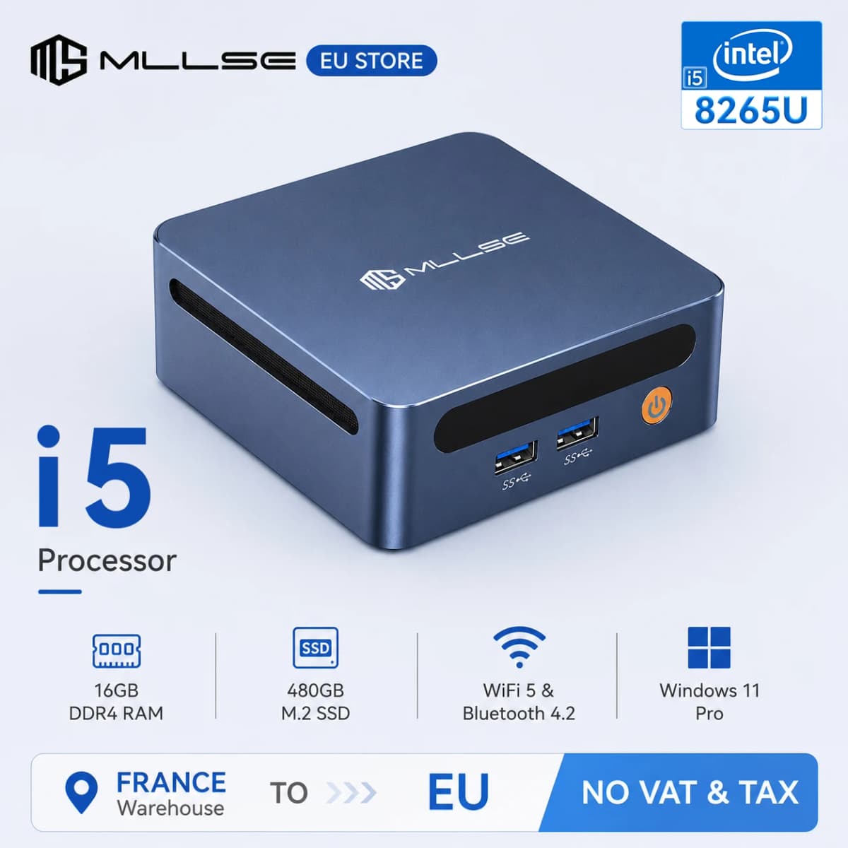 MLLSE M4 Mini PC Intel Core I5-8265U Processor DDR4 16GB RAM 480GB SSD WiFi 5 BT 4.2 Win11 Mini Desktop Computer