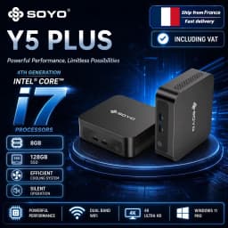 SOYO Y5 Plus Mini Computer, Intel 4th Gen I7 Processor, 8GB DDR3 / 128GB SSD, Win11 Pro, 2.4G/5G Dual WiFi, BT, 4K HD Display Support