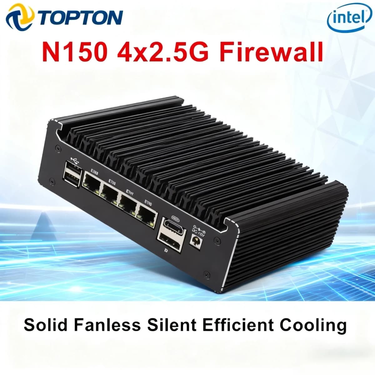 New Solid Fanless Firewall Mini PC Intel N150 N95 4417U 6405U i3-8145U 4x2.5G LANs DDR4 NVMe Type-C Home Server pfSense OPNsense