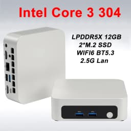 SZBOX Intel Core 3 304 Mini PC LPDDR5X 12GB 2*M.2 SSD Windows 11 Pro 2.5G LAN WiFi6 BT5.3 Desktop Office MINI PC Gamer Computer