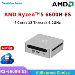 GenMachine Ryzen 5 6600H ES LPDDR5 16G 6400Mhz Mini PC 3.3GHz-4.5GHz TDP 45W Windows 11 WIFI6 Gaming Pc Mini Pc Ordenador