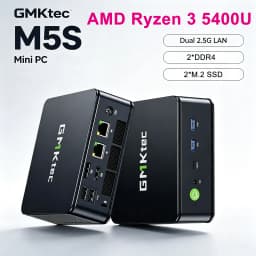 GMKtec M5S Mini PC AMD Ryzen 3 5400U 2*DDR4 2*M.2 SSD WIFI5 BT5.0 2*2.5G Lan Windows 11 Pro Desktop Office Mini PC Computer