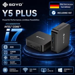SOYO Y5 Plus Mini PC Intel 4th Gen Intel Core I7 Processor 8GB RAM 128GB SSD Windows 11 PRO Bluetooth WIFI5 Display Mini Computer