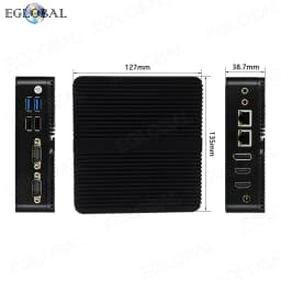 EGLOBAL Intel 12th Elkhart Lake J6412 6413 N95 N100 3HDMI Fanless Mini PC Dual LAN 2x RS232 Windows11 Linux Industrial Computer