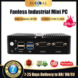 EGLOBAL Intel 12th Elkhart Lake J6412 6413 N95 N100 3HDMI Fanless Mini PC Dual LAN 2x RS232 Windows11 Linux Industrial Computer