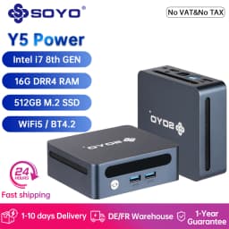 SOYO Y5 Power Mini PC Intel Core i7 8th Gen CPU 16GB DDR4 RAM 512GB M.2 SSD Mini Desktop PC Dual 4K Display WiFi5 BT4.2 Type-C