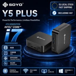 SOYO Y5 Plus Mini PC Intel 4th Gen Intel Core I7 Processor 8GB RAM 128GB SSD Windows 11 PRO Bluetooth WIFI5 Display Mini Computer