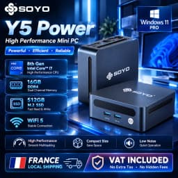 SOYO Y5 Power Mini PC Intel Core i7 8th Gen CPU Processor 16GB DDR4 RAM 512GB M.2 SSD Window 11 PRO WiFi5+BT High Performance Micro Home Office Computer
