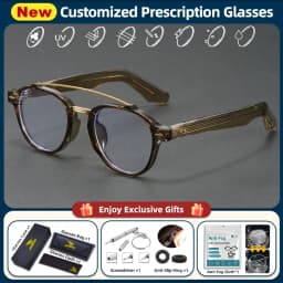 BLMUSA (M) Trendy Pilot Round Myopia Photochromic Prescription Reading Glasses Anti Blue Light Optical Men Polarized Sunglasses