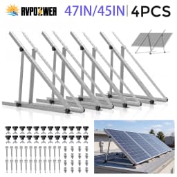 RVPOZWER 4PCS Adjustable Solar Panel Bracket Heavy‑Duty Tilt Legs Mount Stand for Roof RV Caravan Boat Off‑Grid Outdoor Solar Installation 45in/47in