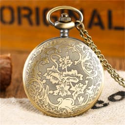 Bronze Masonic Vintage Necklace Pendant Quartz Clamshell Arabic Digital Pocket Watch The Best Gift