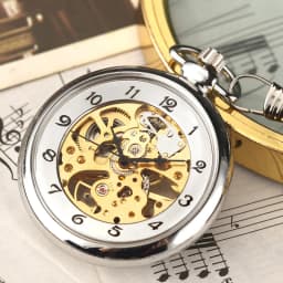 Silver Hand Winding Full Steel Pocket Watches Fashion Unique Skeleton Transparent Mechanical Pocket Watch Fob Chain