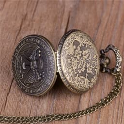 pocket watch on chain Fashion Army Quartz Pocket Watch Retro Steampunk Necklace Pendant Chain Watch карманные часы