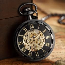 Luxury Retro Hollowed Out Mechanical Pocket Watch with Luminous Waterproof Semi-Automatic Alloy Waist Chain Suitable for Daily