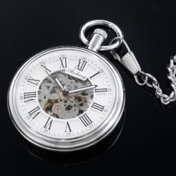 SHUHANG New Mechanic Watch Men Automatic Self Winding Pocket Watch Silver Simple Open Face Chain Pendant with Roman Number