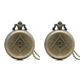 Bronze Co-Masonic Theme Alloy Quartz Pocket Watch Pendant Necklace with Co-Masonic Theme/Necklace Watch