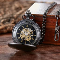 Classic double face hand winding mechanical pocket watch smooth surface hollowed Roman numeral men women mechanical pocket watch