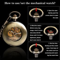 Self Wind Pocket Watch Copper Fashion Bronze Pendant Smooth Retro Skeleton Unisex Automatic Mechanical Stylish Thanksgiving Gift