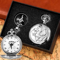 Bronze Tone Fullmetal Alchemist Gifts Sets Quartz Pocket Watch Cosplay Edward Elric Anime Pendant Design Anime Necklace Clock
