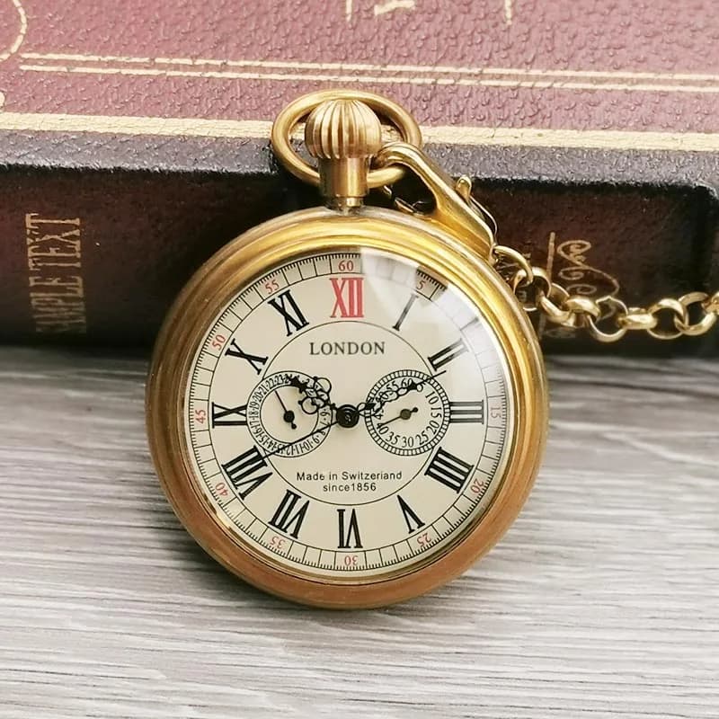 Antique London 1856's 5 Hand Small Dial Mechanical Pocket Watch Roman Number Open Face Fob Watch Gift Clock