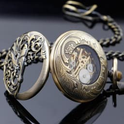 NEW Vintage Mechanical Pocket Watch Mens Hand-winding Skeleton Dragon Chain Retro Roman Numerals Display Pocket Clock