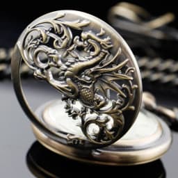 NEW Vintage Mechanical Pocket Watch Mens Hand-winding Skeleton Dragon Chain Retro Roman Numerals Display Pocket Clock