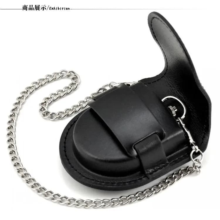 Stylish Gentlemen’s Brown-backed Retro Timeless Pocket Watch Case, Premium Mechanical Organizer Holder with Coin Pouch & Chain