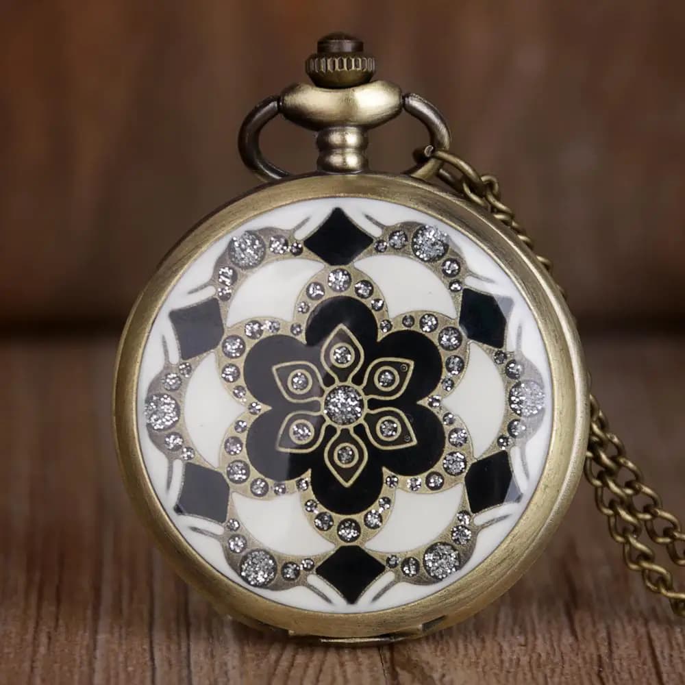 Antique Big Dial Men Women Quartz Pocket Watch Vintage Bronze Pendant Necklace Clock Gifts Fob Watch