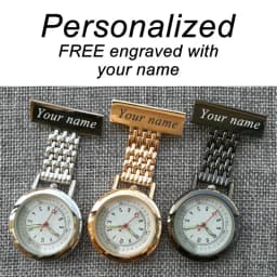 Personalized Your Name LOGO Engraved Pin Brooch Count Pluse Meter Dial Luminous Hand Doctor Clock Fob Nurse Pocket Watch