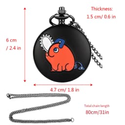 Chainsaw Man Pochita Cosplay Quartz Pocket Watch Chain Pendant Black Cute Animal Cartoon Necklace Jewelry Gifts for Men Women