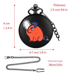 Chainsaw Man Pochita Cosplay Quartz Pocket Watch Chain Pendant Black Cute Animal Cartoon Necklace Jewelry Gifts for Men Women