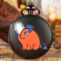 Chainsaw Man Pochita Cosplay Quartz Pocket Watch Chain Pendant Black Cute Animal Cartoon Necklace Jewelry Gifts for Men Women