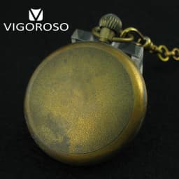 VIGOROSO Collectible Antique Old Copper Mechanical Pocket Watch FOB Chain Hand Winding Roman Numerals 12/24 Hours Vintage Clock