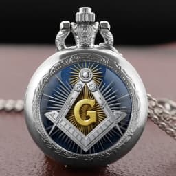 Glass Dome Quartz Pocket Watch with Mysterious Freemasonry Vintage Accessory Women Necklace Pendant Clock Men Gifts Kid Souvenir