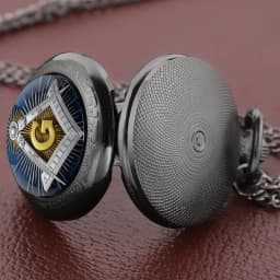 Glass Dome Quartz Pocket Watch with Mysterious Freemasonry Vintage Accessory Women Necklace Pendant Clock Men Gifts Kid Souvenir