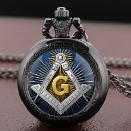 Glass Dome Quartz Pocket Watch with Mysterious Freemasonry Vintage Accessory Women Necklace Pendant Clock Men Gifts Kid Souvenir
