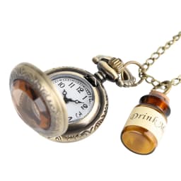 Small Pocket Watch Women Clock Drink Me Necklace Pendant with Bottle Birthday Gifts for Women Girl Watches Drop Shipping
