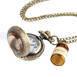 Small Pocket Watch Women Clock Drink Me Necklace Pendant with Bottle Birthday Gifts for Women Girl Watches Drop Shipping